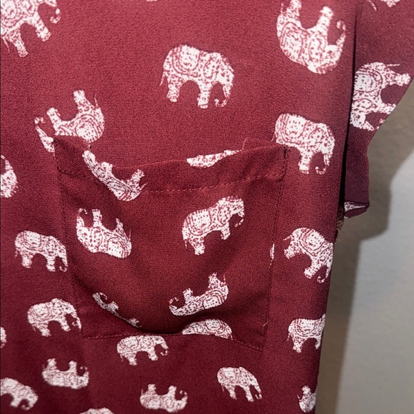 Persaya Maroon Elephant Print Blouse - Picture 4 of 6